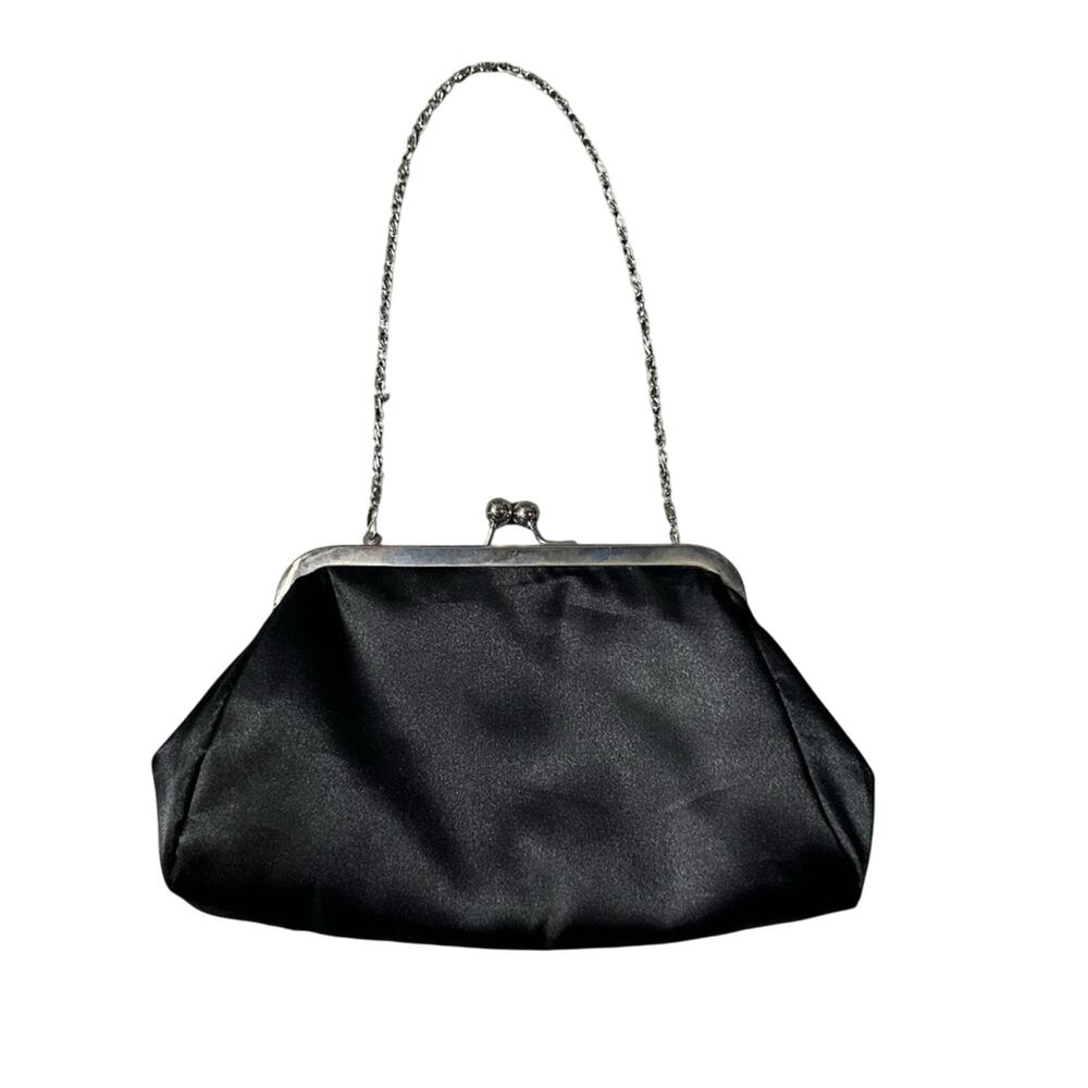 Unforgettable Moments by Lela Rose Black Satin Clutch on Chain